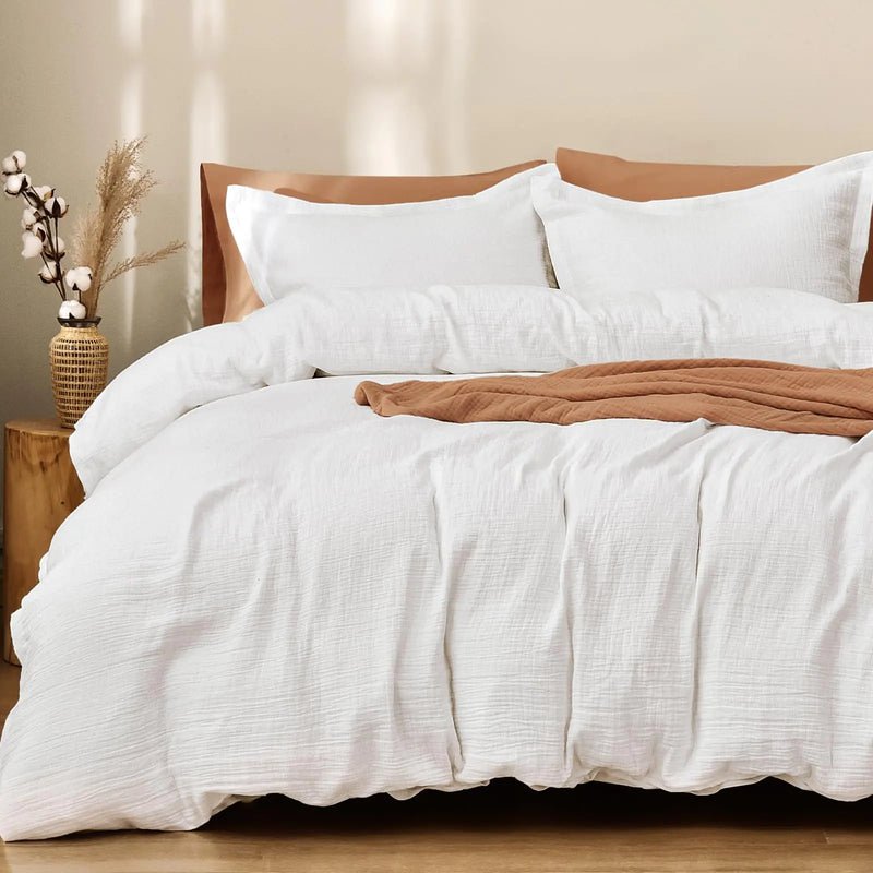 King Breathable Linen Comforter Cover Set