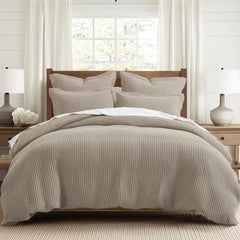 Mills Waffle Beige Fawn Duvet Cover Set
